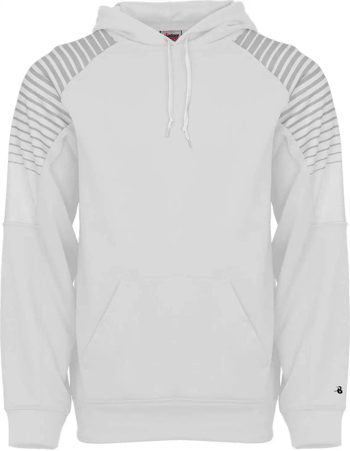 Badger Sport 1405 Lineup Fleece Hoodie - White Silver