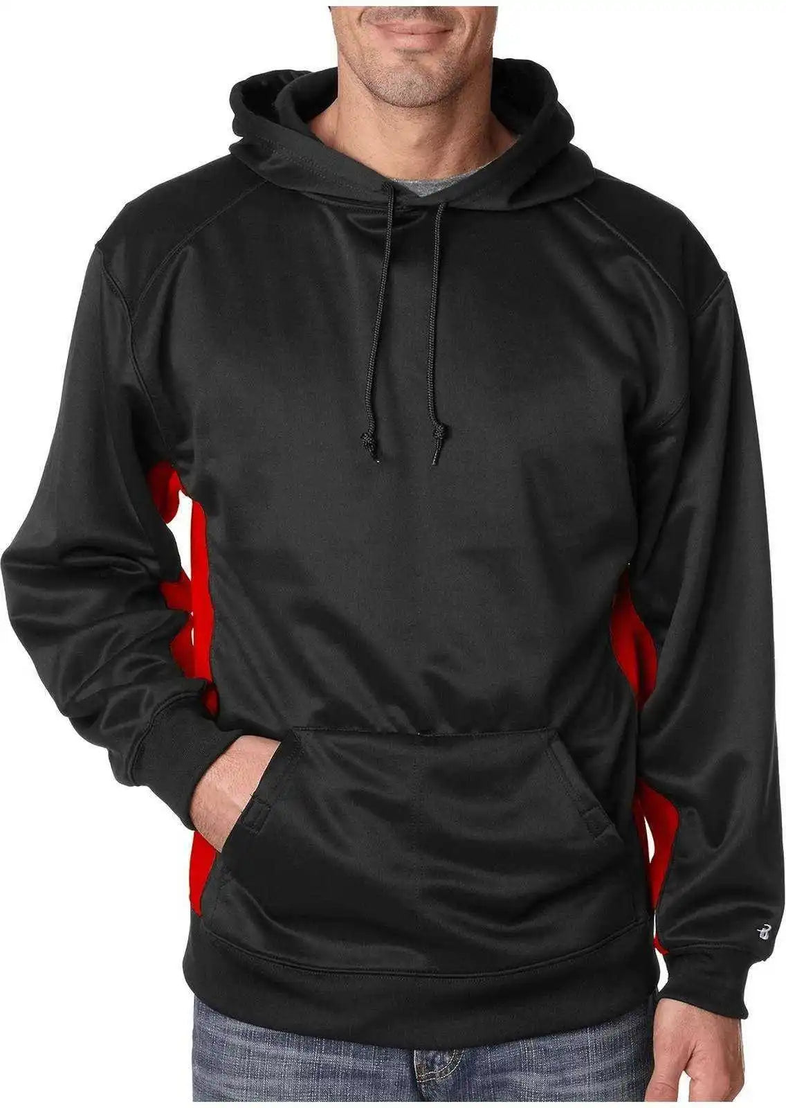Badger Sport 1454 Bt5 Fleece Hoodie - Black Red