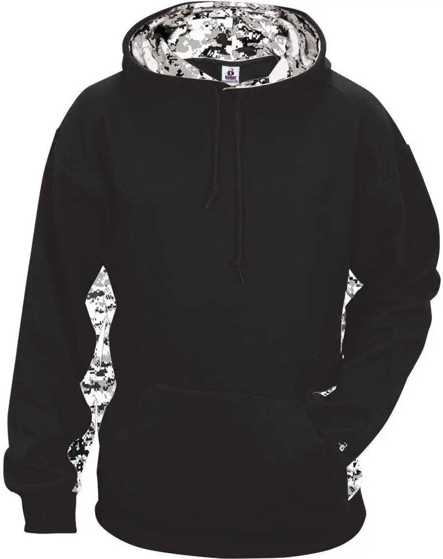 Badger Sport 1464 Adult Digital Hoodie - Black White