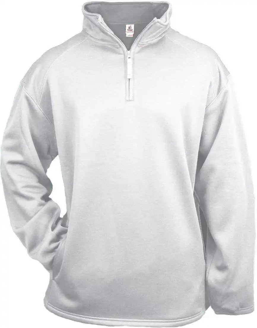 Badger Sport 1480 1/4 Zip Poly Fleece Pullover - White
