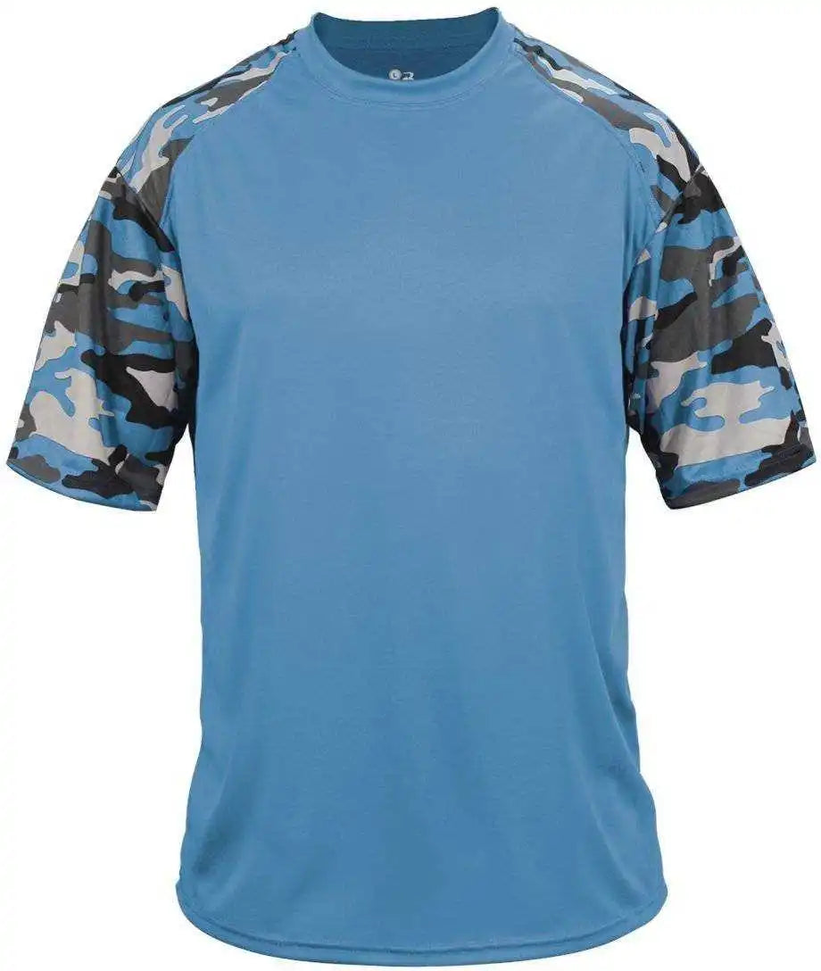 Badger Sport 2141 Camo Youth Tee - Columbia Blue