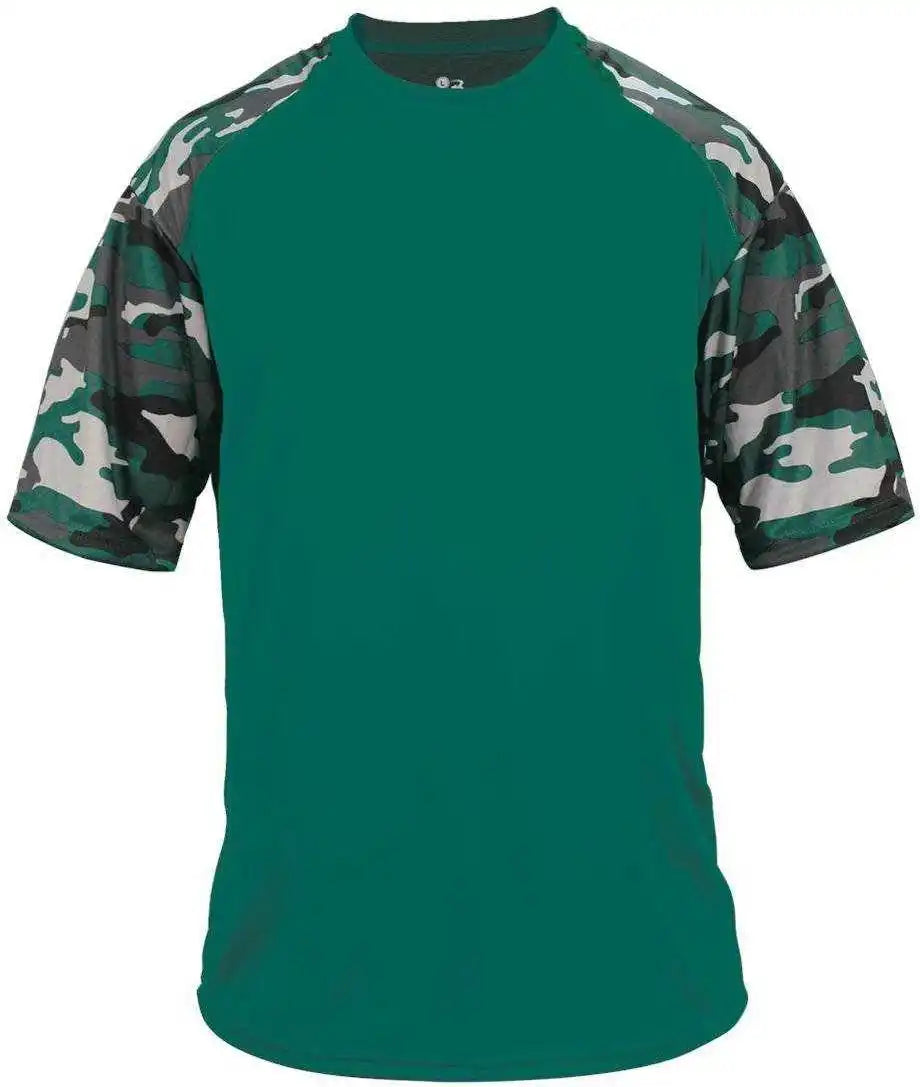 Badger Sport 2141 Camo Youth Tee - Forest