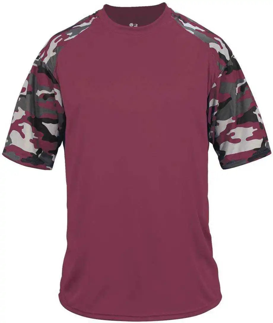 Badger Sport 2141 Camo Youth Tee - Maroon