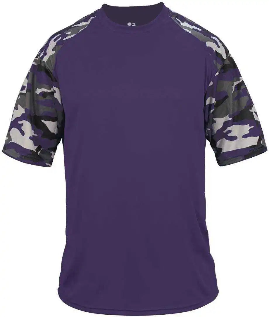 Badger Sport 2141 Camo Youth Tee - Purple