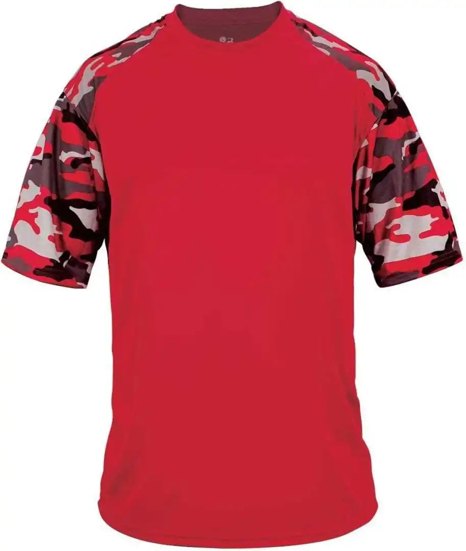 Badger Sport 2141 Camo Youth Tee - Red