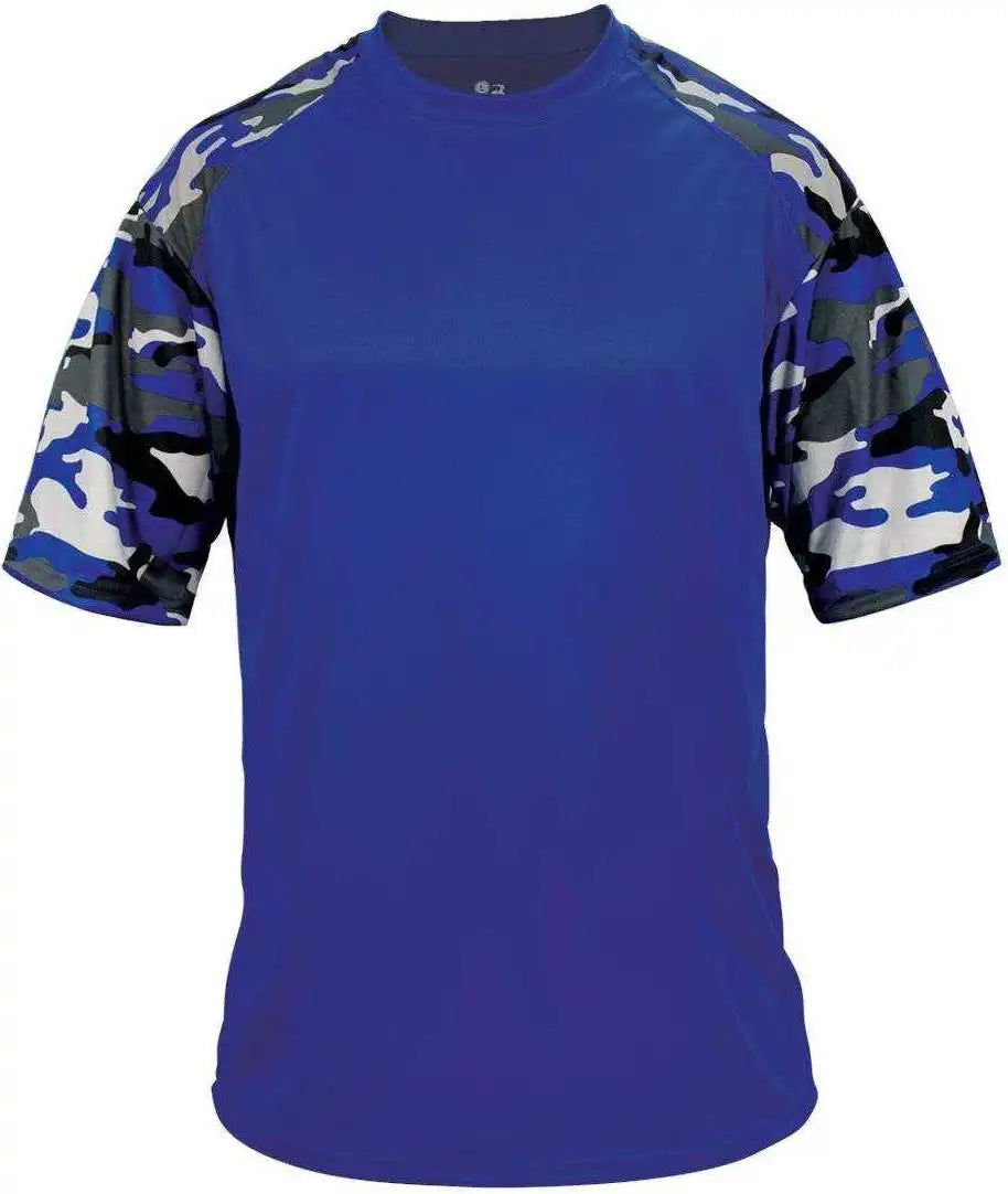 Badger Sport 2141 Camo Youth Tee - Royal