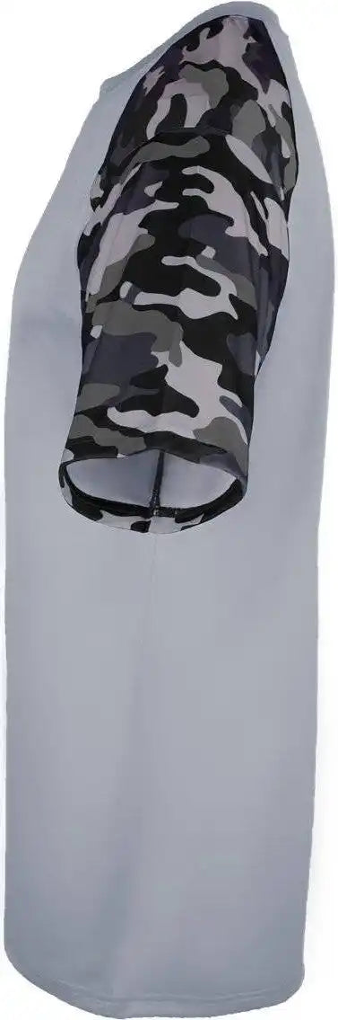 Badger Sport 2141 Camo Youth Tee - Silver Black