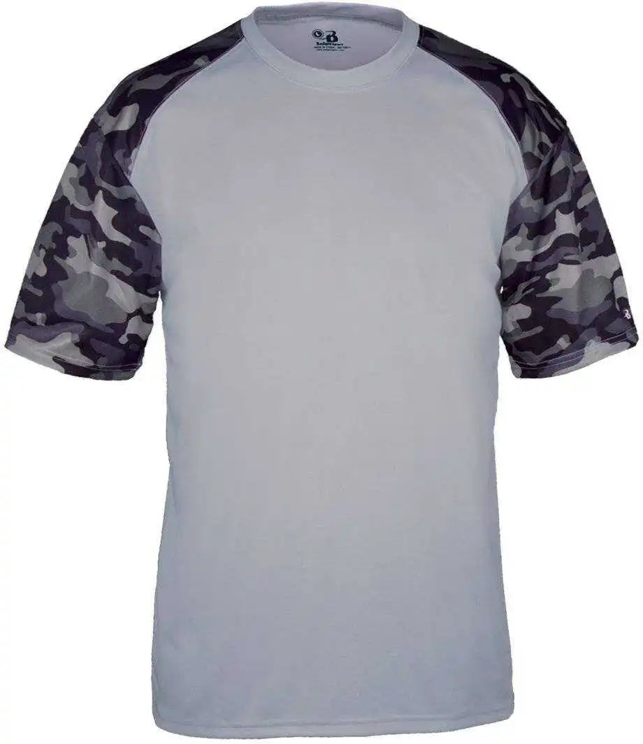 Badger Sport 2141 Camo Youth Tee - Silver Black