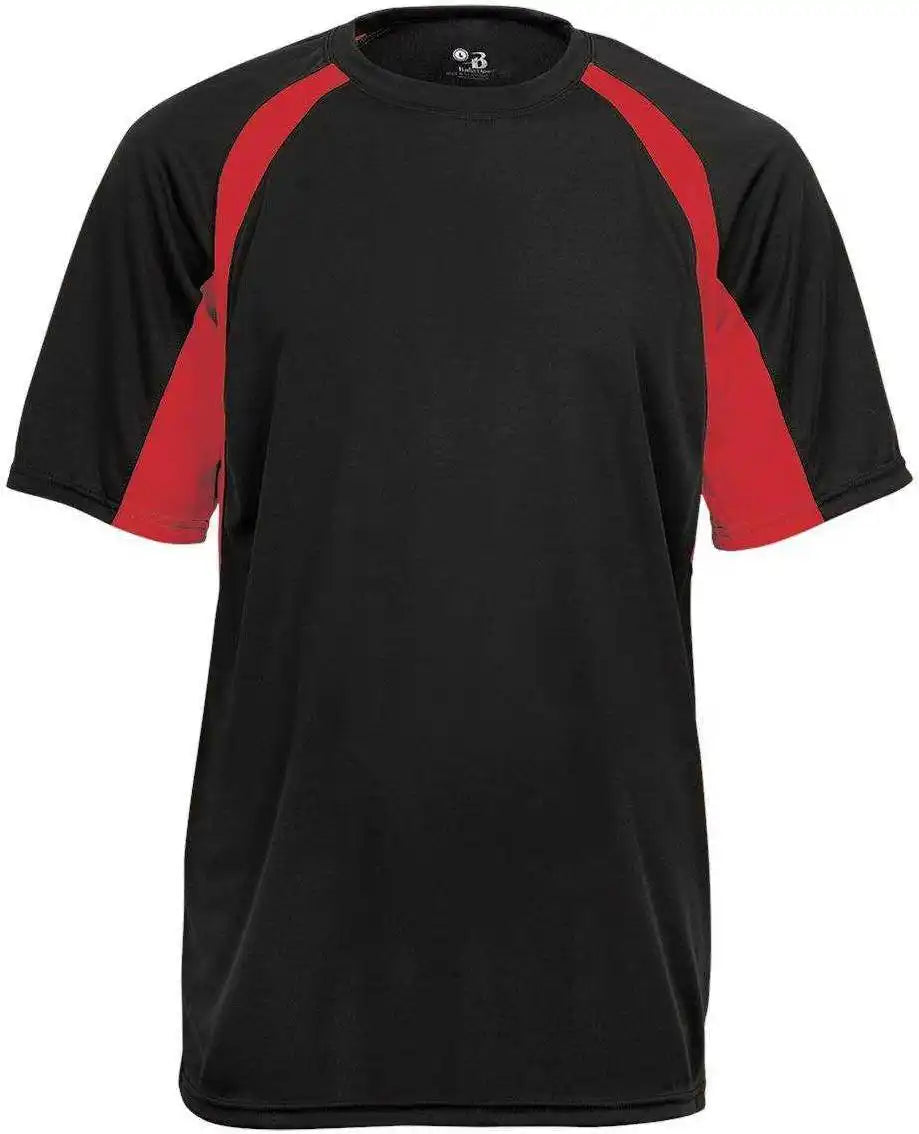 Badger Sport 2144 Youth Hook Tee - Black Red