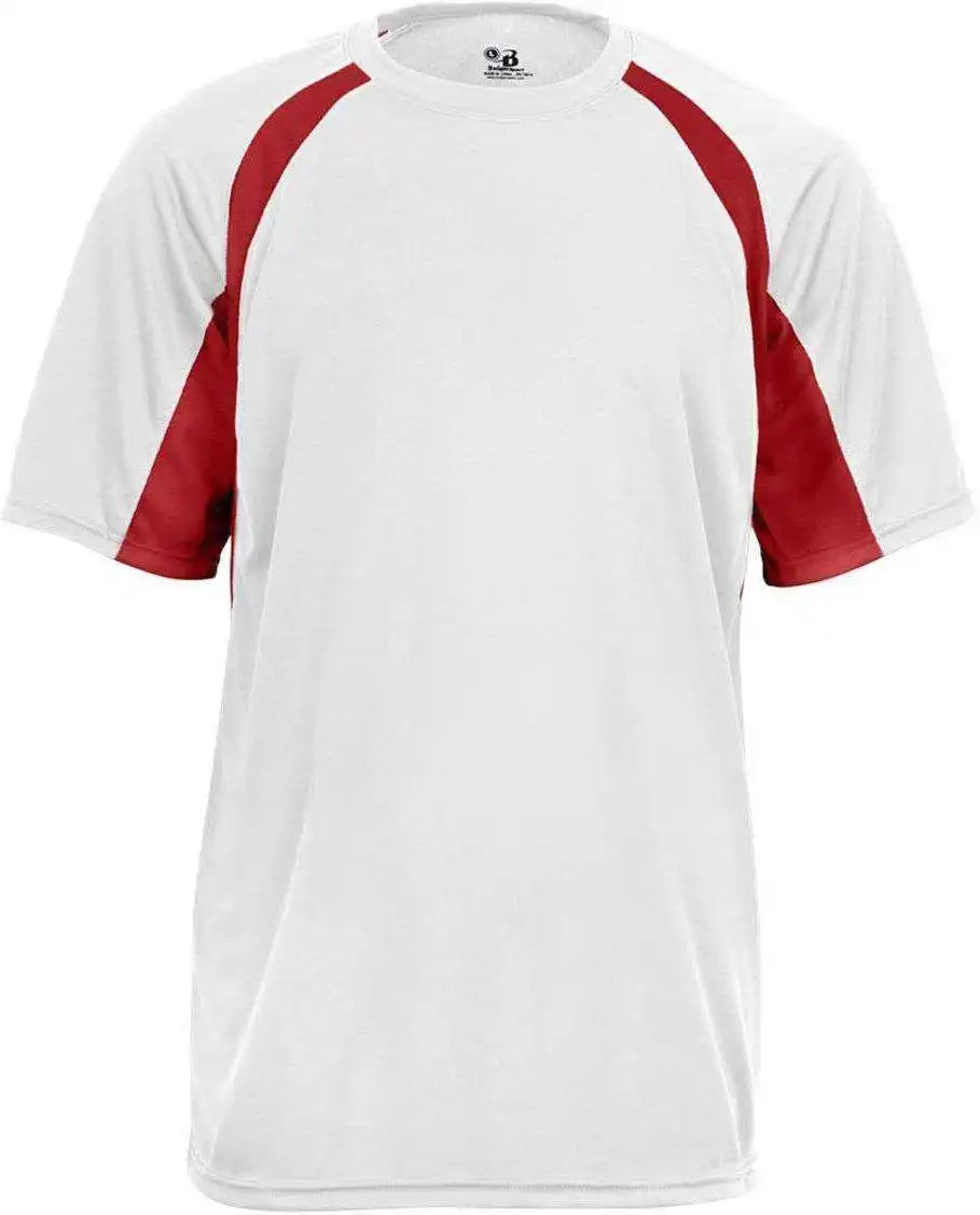 Badger Sport 2144 Youth Hook Tee - White Red