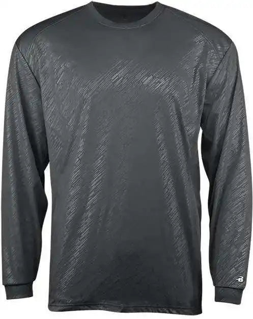 Badger Sport 2145 Line Embossed Youth Long Sleeve Tee - Graphite