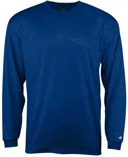 Badger Sport 2145 Line Embossed Youth Long Sleeve Tee - Royal