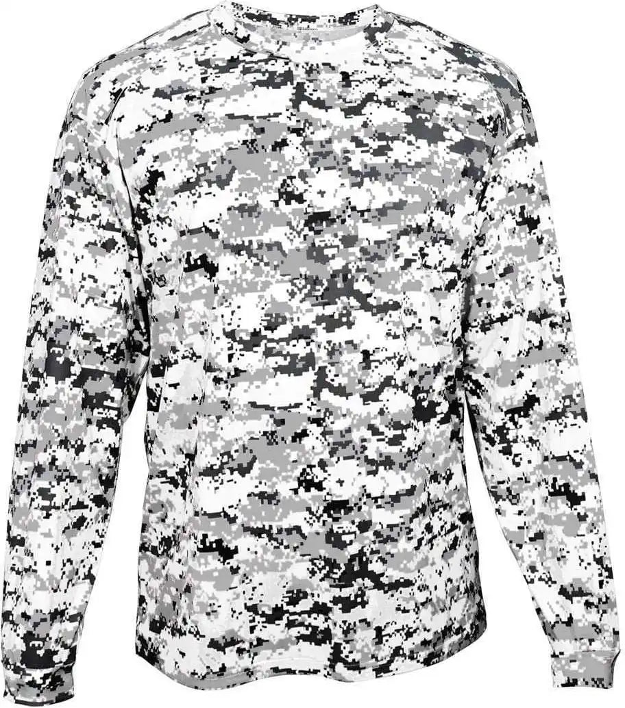 Badger Sport 2184 Digital Youth Long Sleeve Tee - White Camo