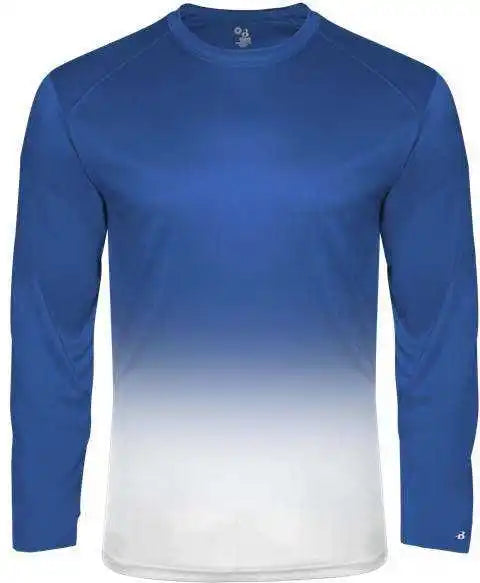 Badger Sport 2204 Ombre Long Sleeve Youth Tee - Royal White - s
