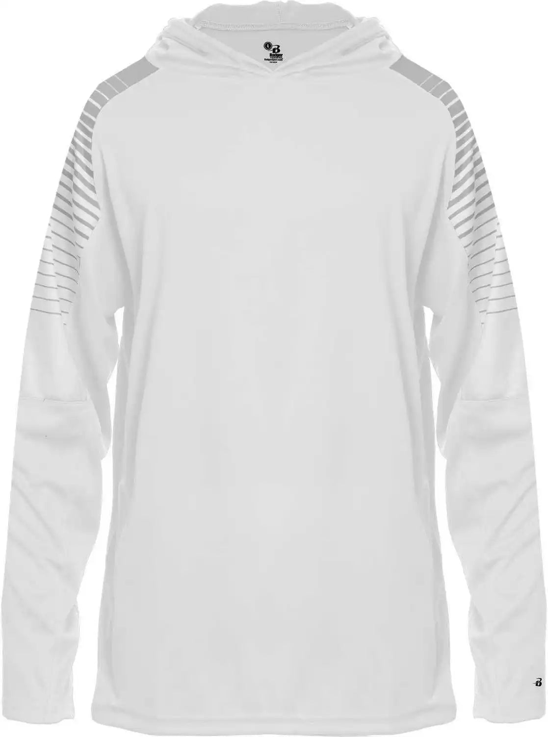 Badger Sport 2211 Lineup Youth Hoodie Tee - White Silver