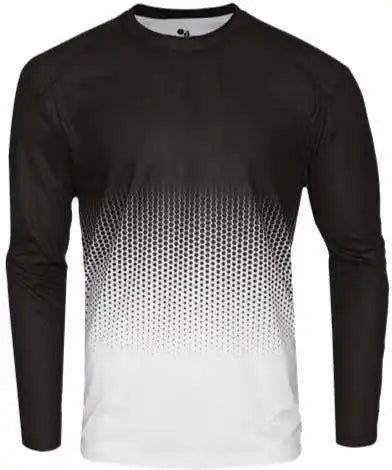 Badger Sport 2224 Hex Youth Long Sleeve Tee - Black