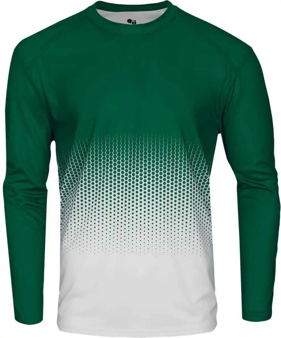 Badger Sport 2224 Hex Youth Long Sleeve Tee - Forest