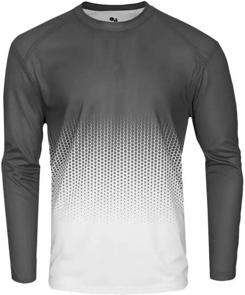 Badger Sport 2224 Hex Youth Long Sleeve Tee - Graphite