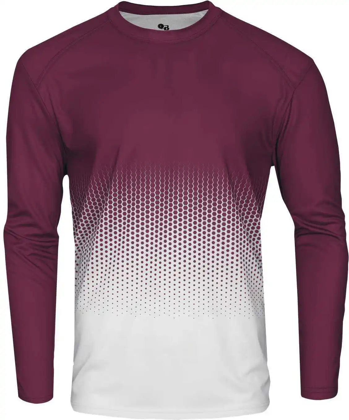 Badger Sport 2224 Hex Youth Long Sleeve Tee - Maroon
