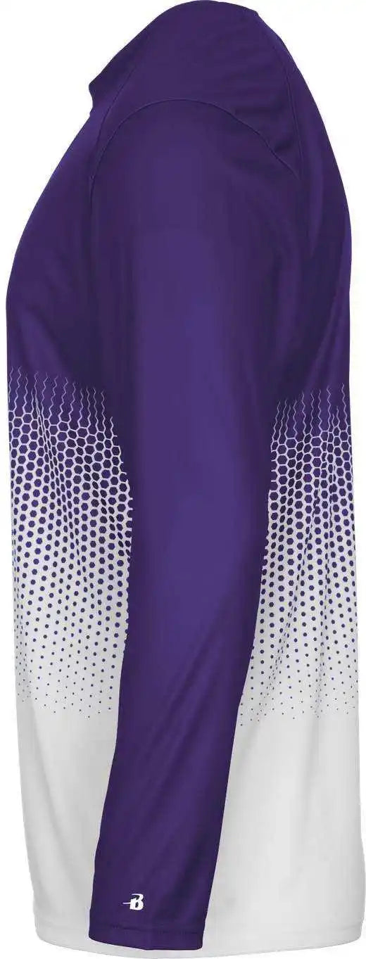 Badger Sport 2224 Hex Youth Long Sleeve Tee - Purple