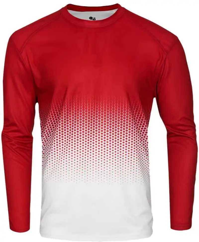 Badger Sport 2224 Hex Youth Long Sleeve Tee - Red