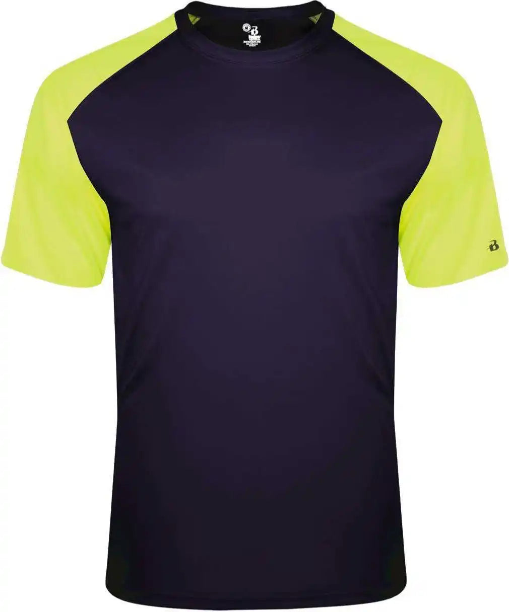 Badger Sport 2230 Breakout Youth Tee - Navy Safety Yellow