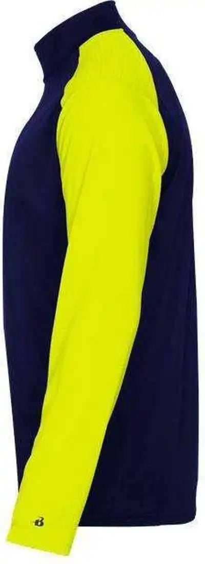 Badger Sport 2231 Breakout Youth 1/4 Zip - Navy Safety Yellow