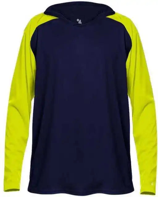 Badger Sport 2235 Breakout Youth Hoodie Tee - Navy Safety Yellow