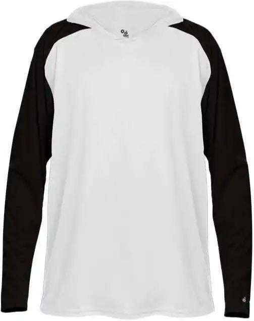 Badger Sport 2235 Breakout Youth Hoodie Tee - White Black