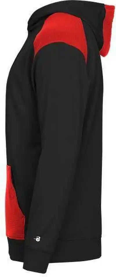 Badger Sport 2440 Breakout Performance Fleece Youth Hoodie - Black Red