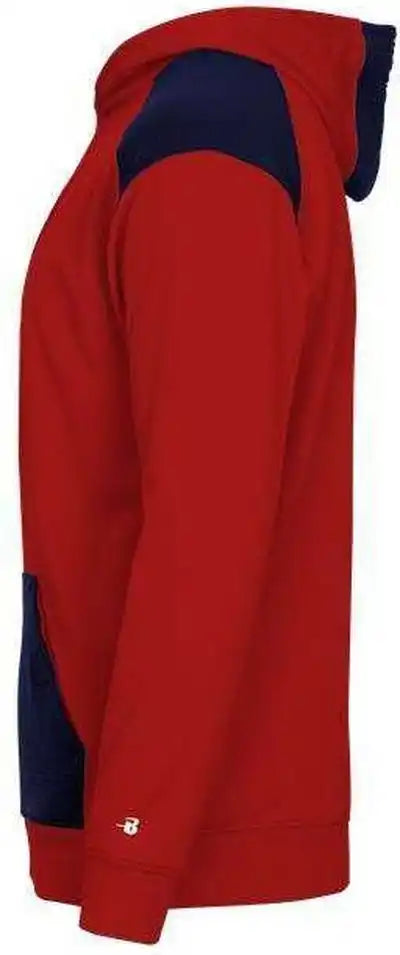 Badger Sport 2440 Breakout Performance Fleece Youth Hoodie - Red Navy