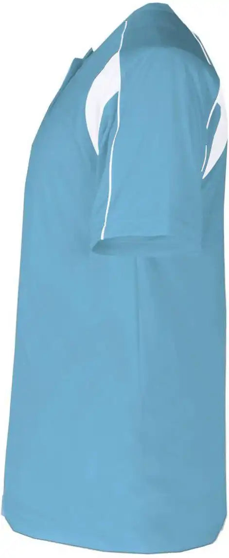 Badger Sport 2937 Youth Pro Placket - Columbia Blue White