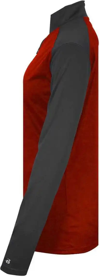 Badger Sport 4008 Ultimate Softlock Ladies 1/4 Zip - Red Graphite