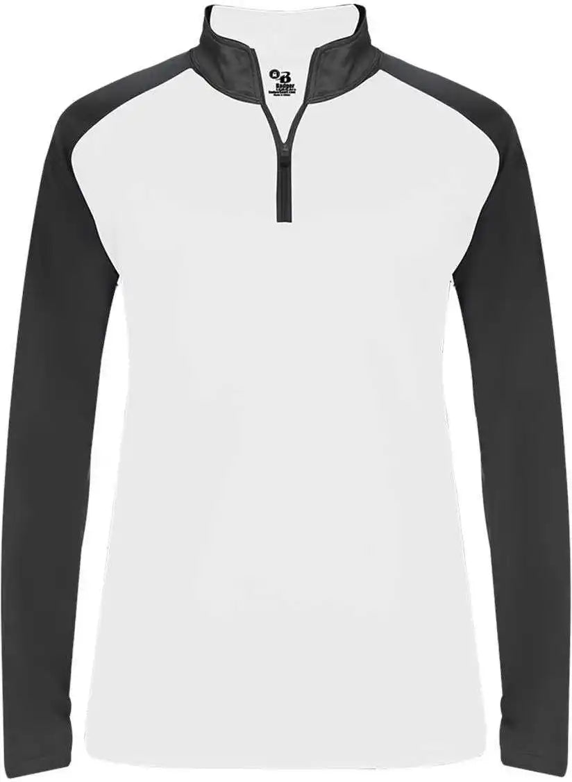 Badger Sport 4008 Ultimate Softlock Ladies 1/4 Zip - White Graphite
