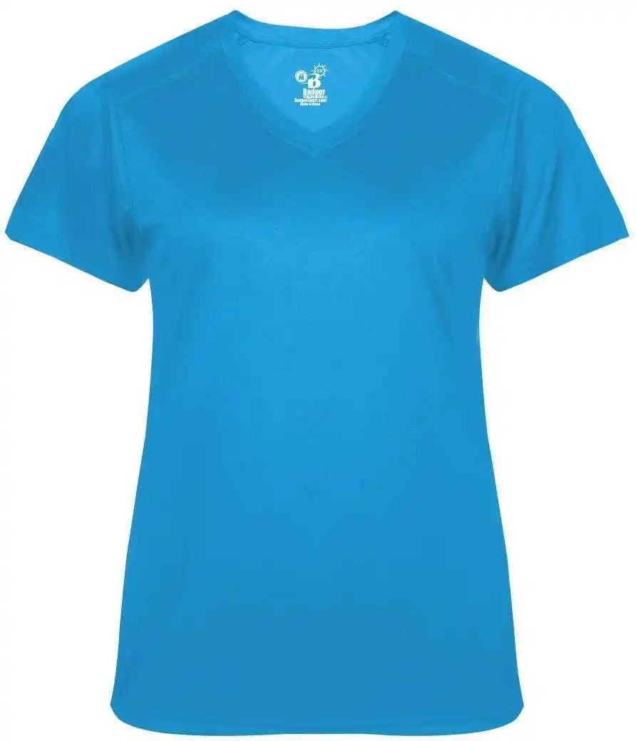 Badger Sport 4062 Ultimate Softlock Ladies V-neck Short Sleeve Tee - Electric Blue