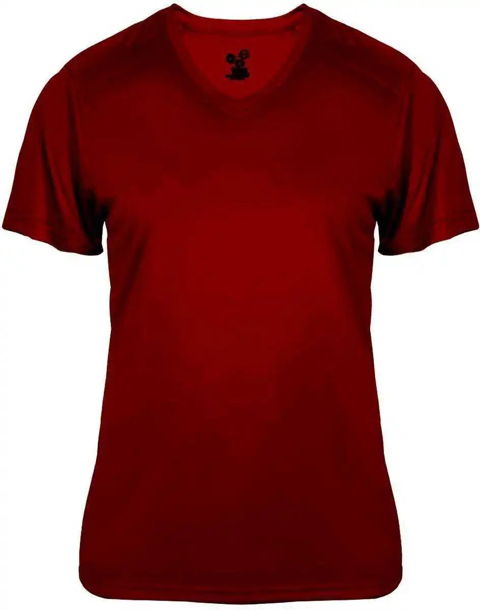 Badger Sport 4062 Ultimate Softlock Ladies V-neck Short Sleeve Tee - Maroon