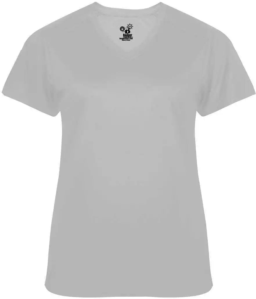 Badger Sport 4062 Ultimate Softlock Ladies V-neck Short Sleeve Tee - Silver
