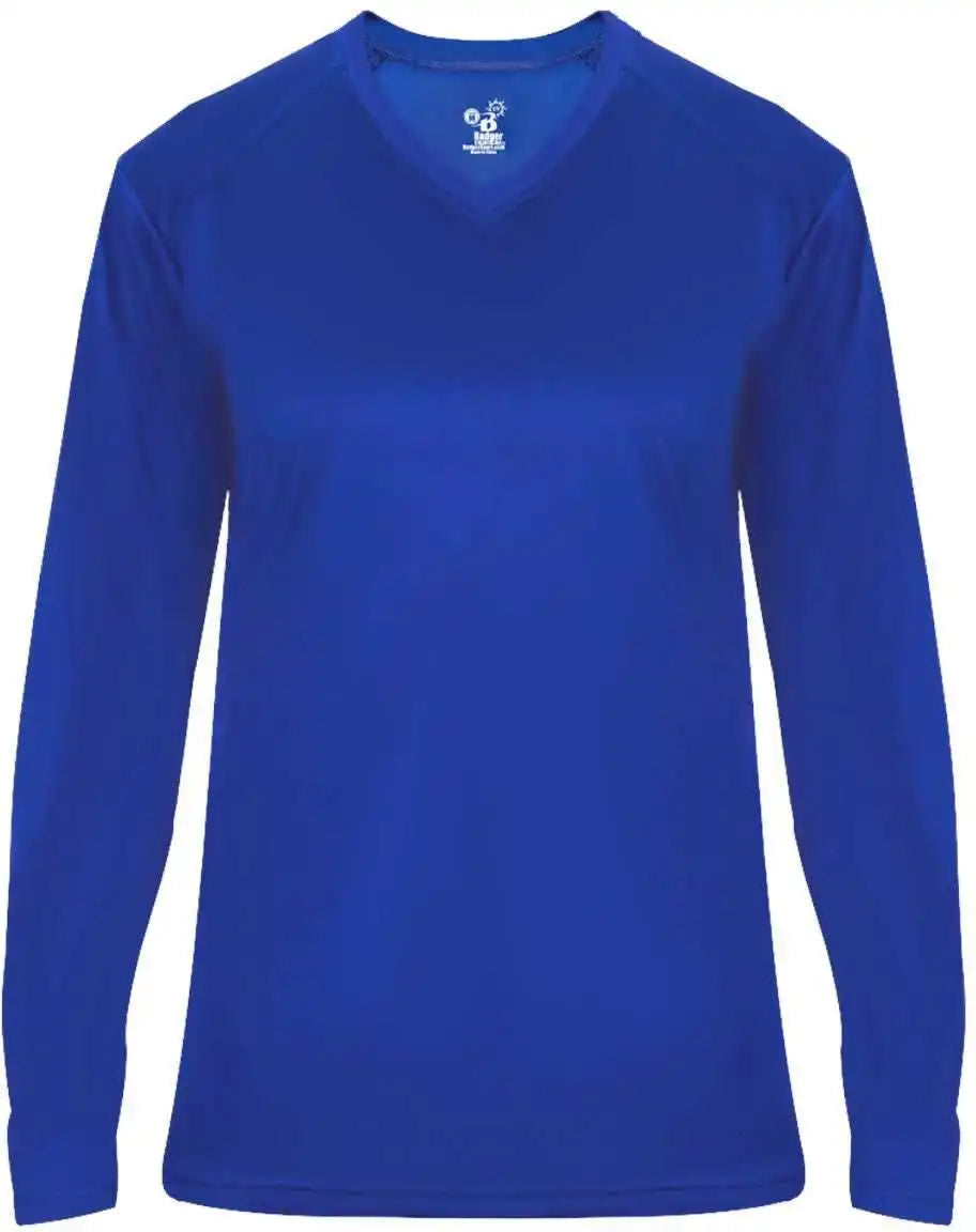 Badger Sport 4064 Ultimate Softlock V-neck Ladies Long Sleeve Tee - Royal