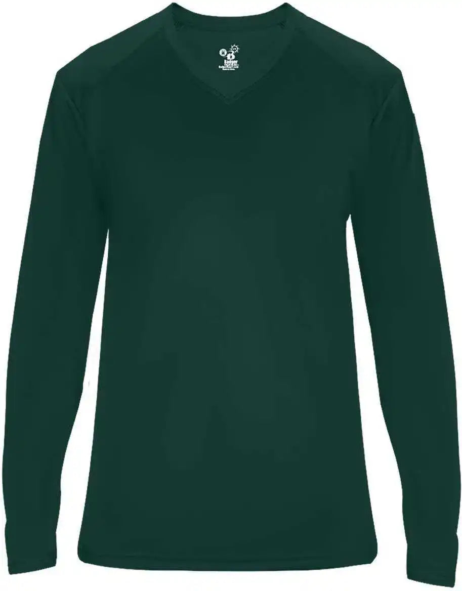 Badger Sport 4064 Ultimate Softlock V-neck Ladies Long Sleeve Tee - Forest