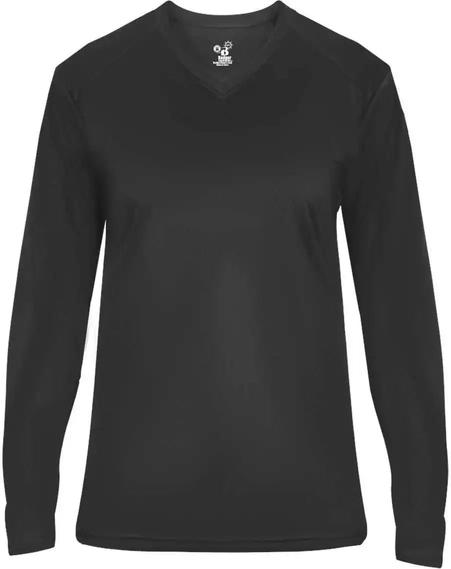 Badger Sport 4064 Ultimate Softlock V-neck Ladies Long Sleeve Tee - Graphite