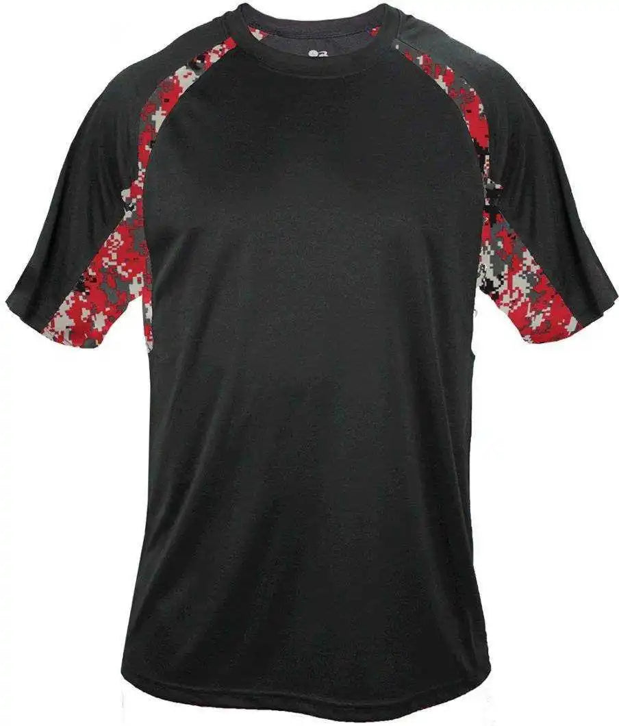 Badger Sport 4140 Digital Hook Adult Tee - Black Red