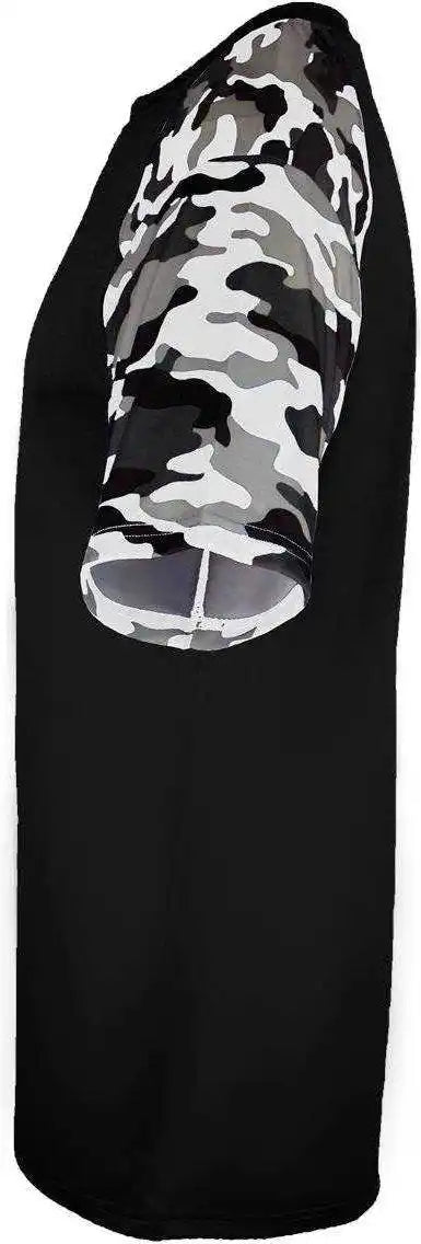 Badger Sport 4141 Camo Adult Tee - Black White