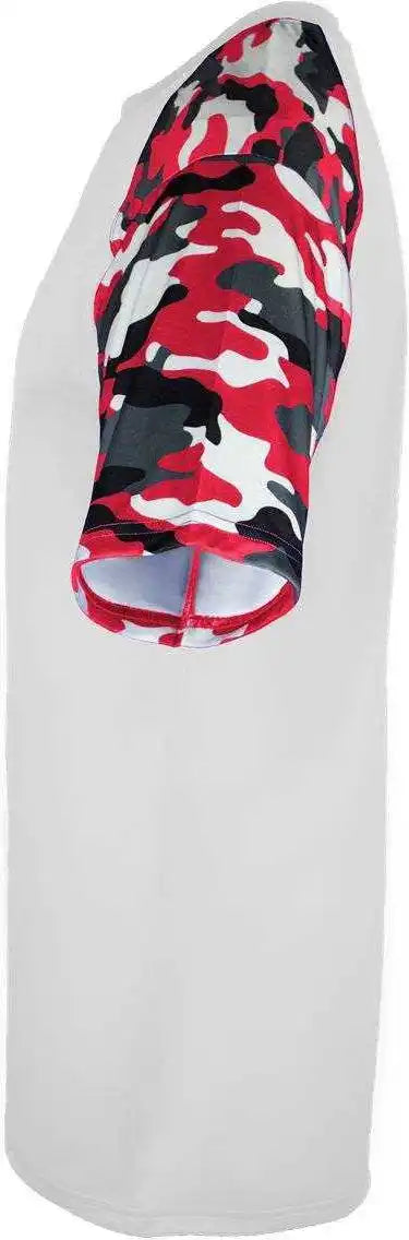Badger Sport 4141 Camo Adult Tee - White Red