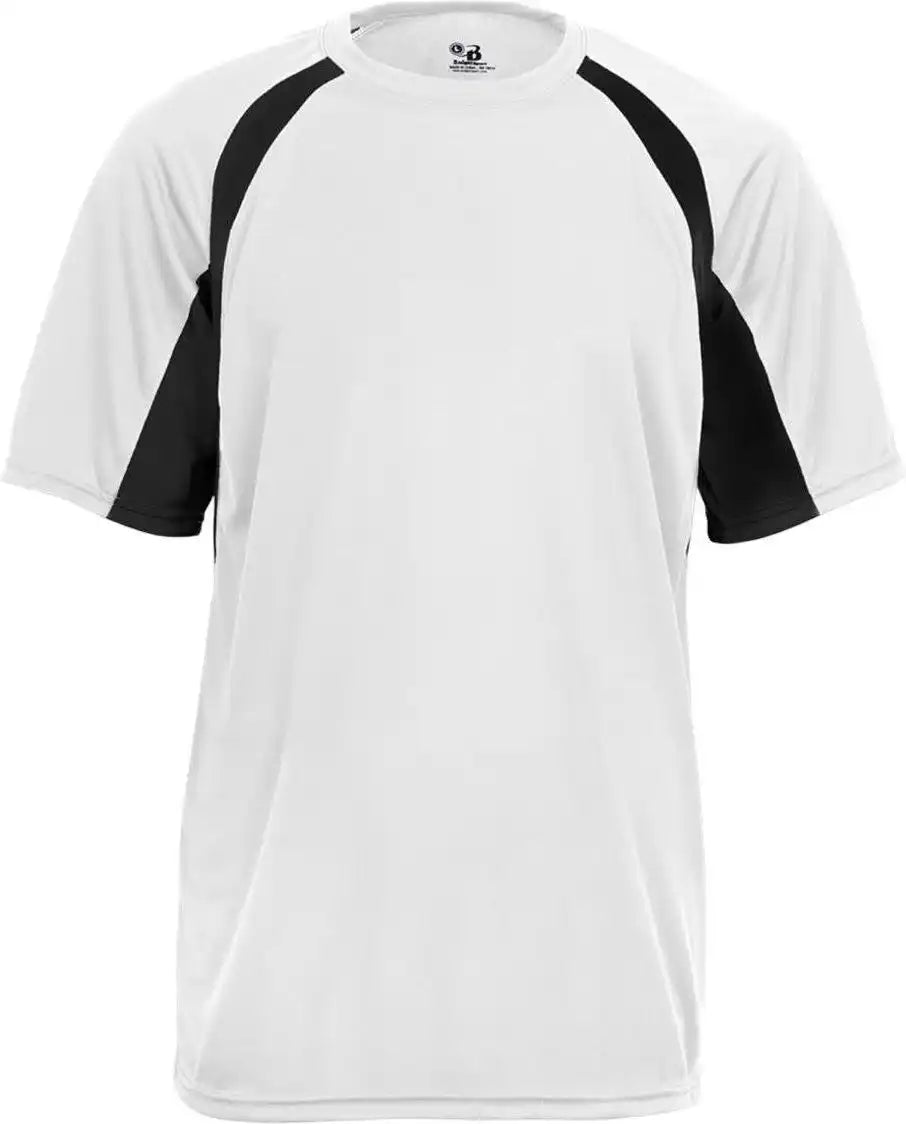 Badger Sport 4144 Adult Hook Tee - White Black
