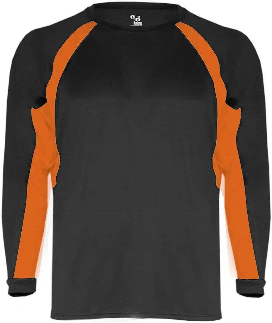 Badger Sport 4154 Hook Long Sleeve Tee - Black Orange