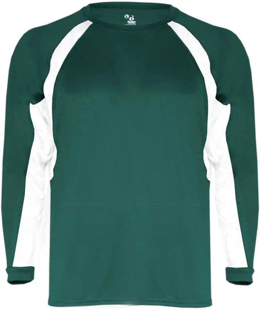 Badger Sport 4154 Hook Long Sleeve Tee - Forest White