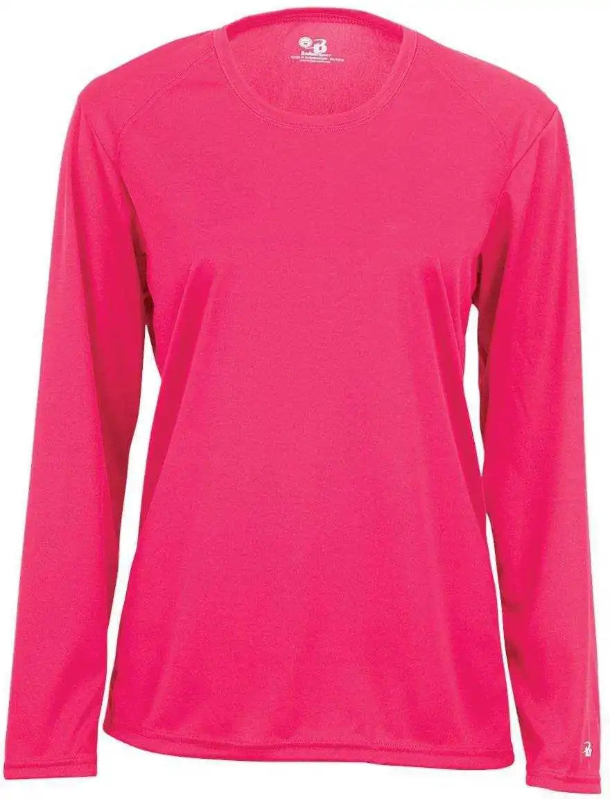 Badger Sport 4164 Ladies B-core Long Sleeve Tee - Hot Pink