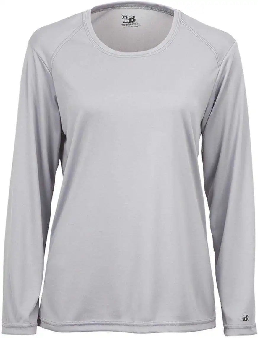 Badger Sport 4164 Ladies B-core Long Sleeve Tee - Silver