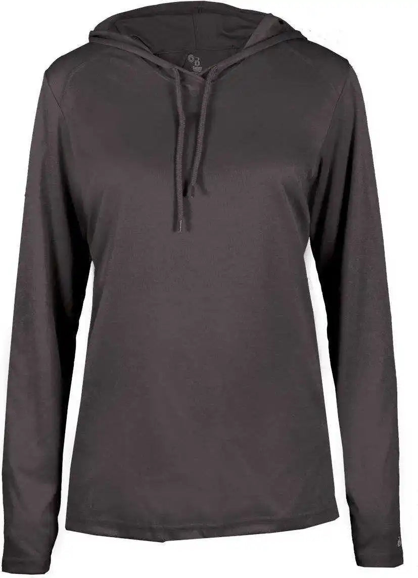 Badger Sport 4165 B-core Long Sleeve Ladies Hoodie Tee - Graphite