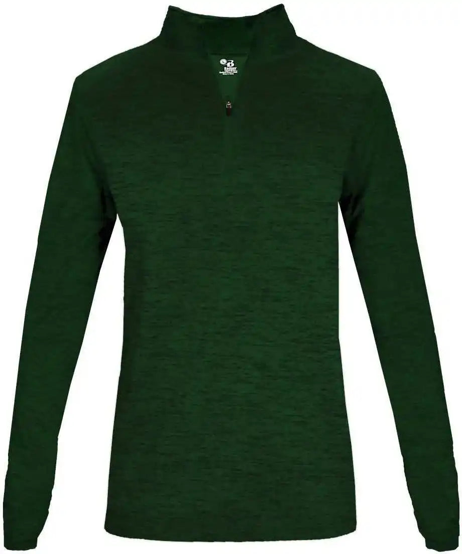 Badger Sport 4173 Tonal Blend Ladies 1/4 Zip - Forest